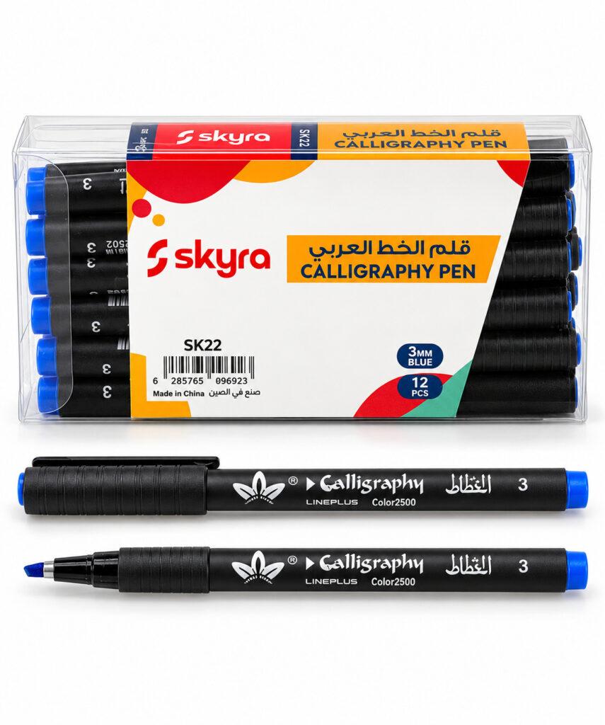 SK22 3 mm Calligraphy Pens with Blue Ink, Pack of 12