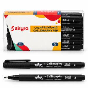 SK23 2 mm Calligraphy Pens with Black Ink, Pack of 12