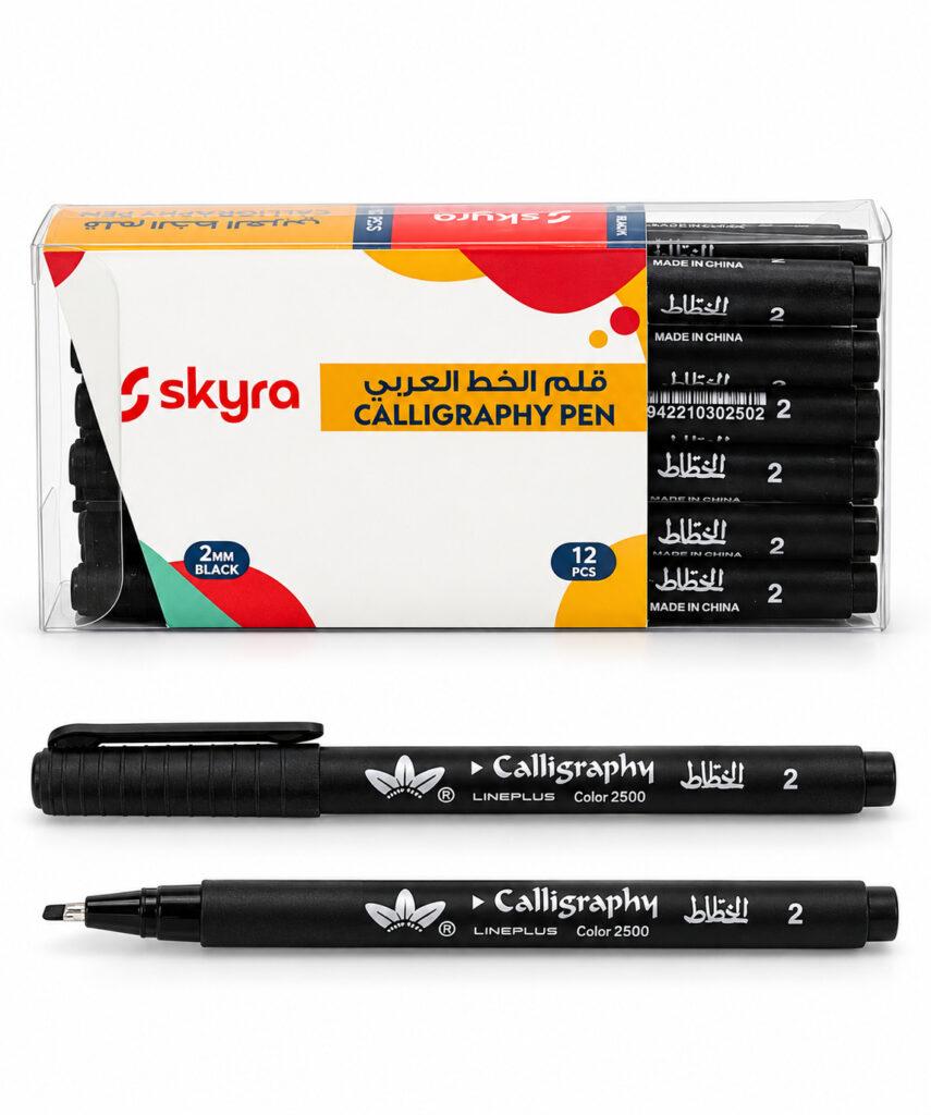 SK23 2 mm Calligraphy Pens with Black Ink, Pack of 12