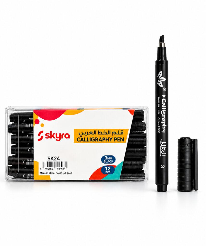 SK24 3 mm Calligraphy Pens with Black Ink, Pack of 12