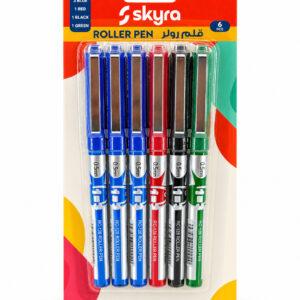 SK32 RC-128 0.5 mm Roller Pens, 3 Blue, 1 Red, 1 Black & 1 Green, Pack of 6
