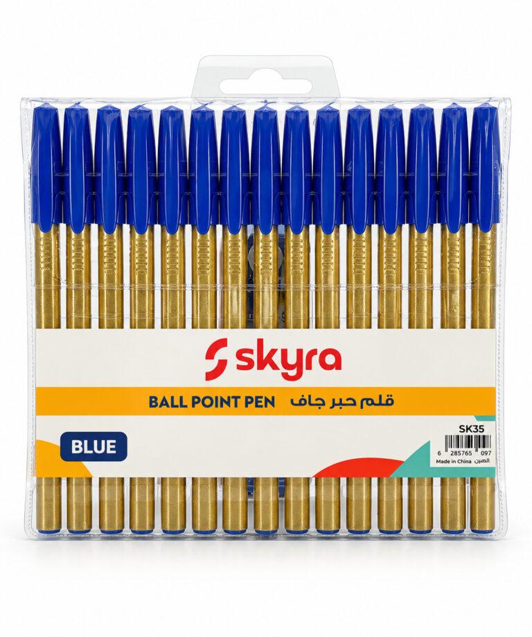 SK35 Ballpoint Pens with Blue Ink, Pack of 15