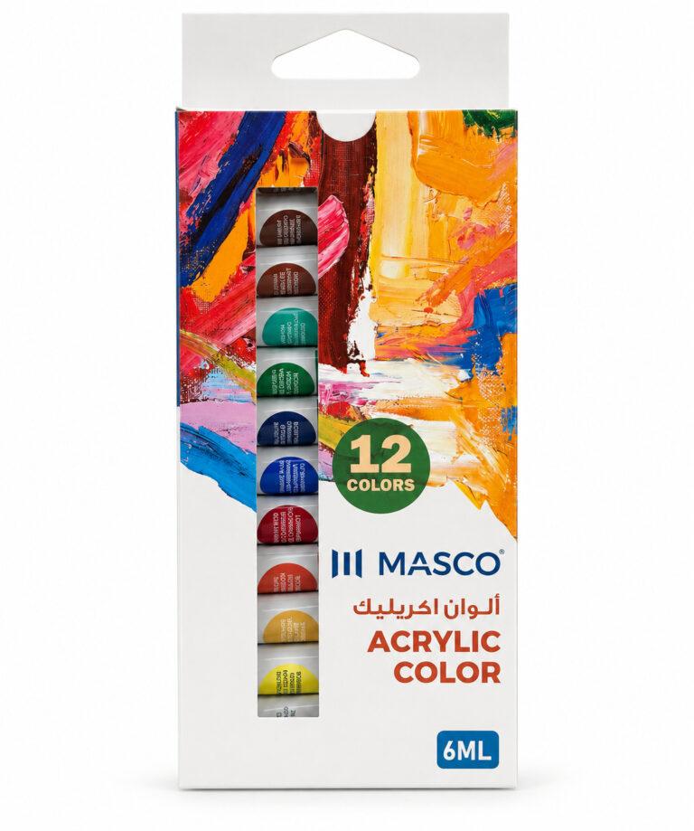 Acrylic Paint Set 12 Colours 6 ml Tubes