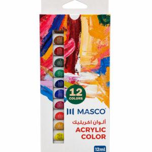 Acrylic Colour Paint Set 12 Colours 12 ml Tubes