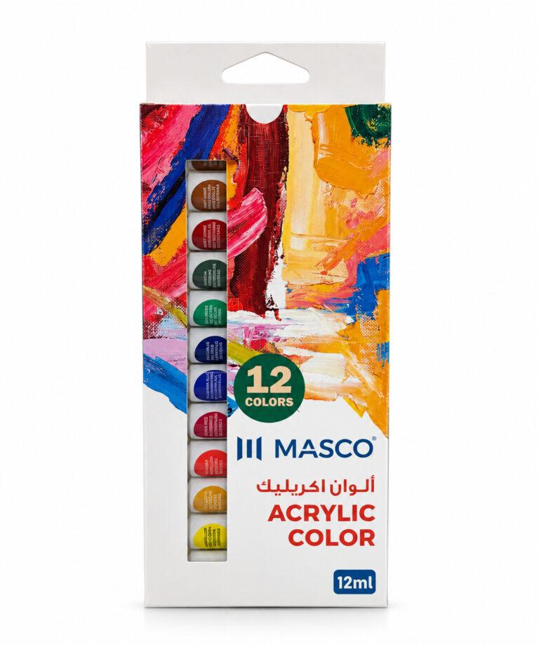 Acrylic Colour Paint Set 12 Colours 12 ml Tubes