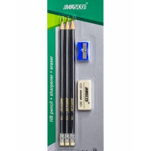 HB Graphite Pencil Set with Eraser & Sharpener, 5 Pieces