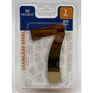 Stainless Steel Door Number 7, 80 mm, 1 Piece, Gold