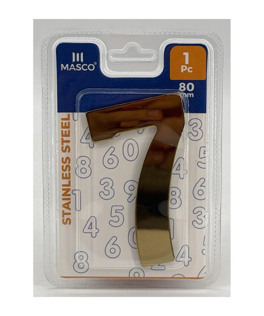 Stainless Steel Door Number 7, 80 mm, 1 Piece, Gold