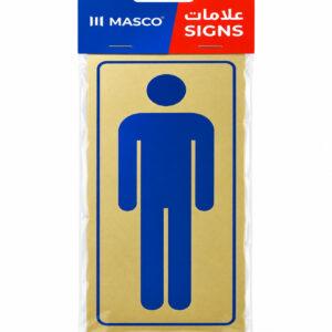 Self-Adhesive Men's Restroom Symbol Sign, Gold Finish