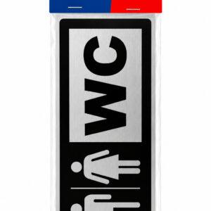 Self-Adhesive WC Restroom Sign with Male & Female Symbols, Silver Finish