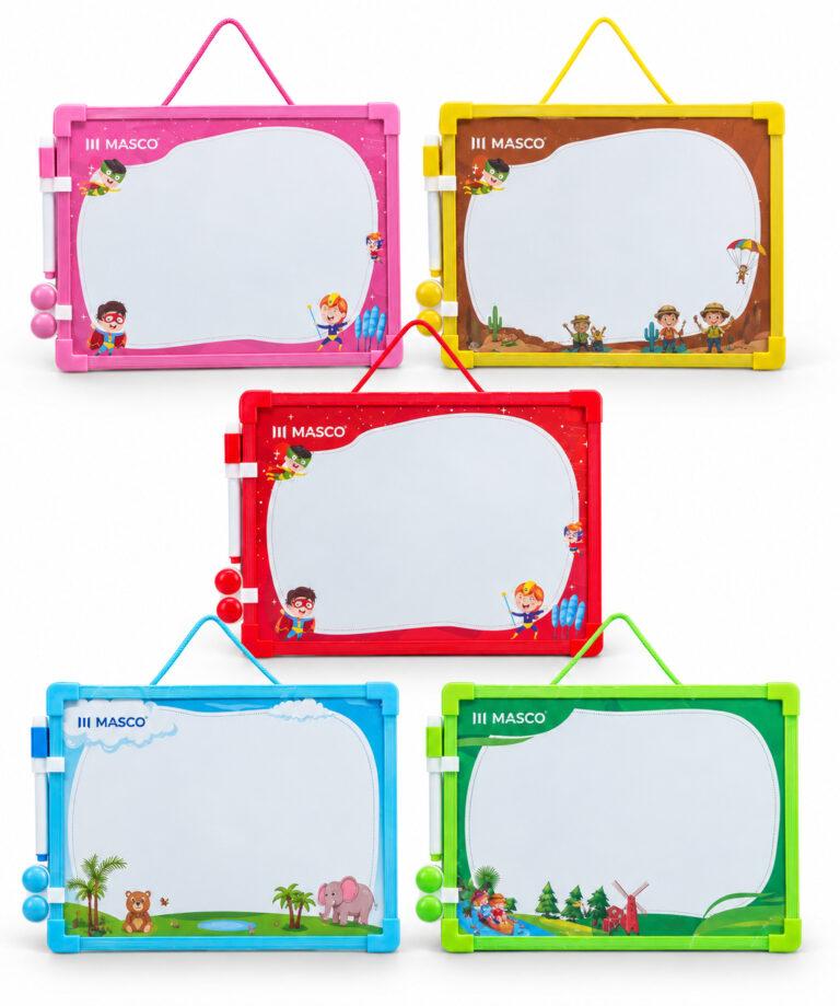 Kids Whiteboard 30 x 40 cm with Marker & 2 Magnetic Pins, Hanging Cord, Assorted Colours, 1 Piece