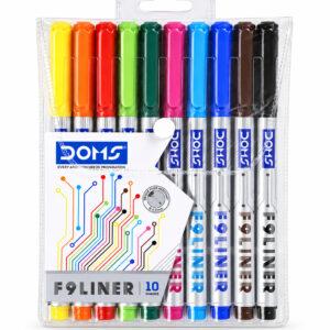 Fineliner Pens 0.5 mm Metal Tip, Water-Based Ink, 10 Shades