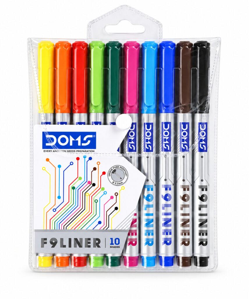 Fineliner Pens 0.5 mm Metal Tip, Water-Based Ink, 10 Shades