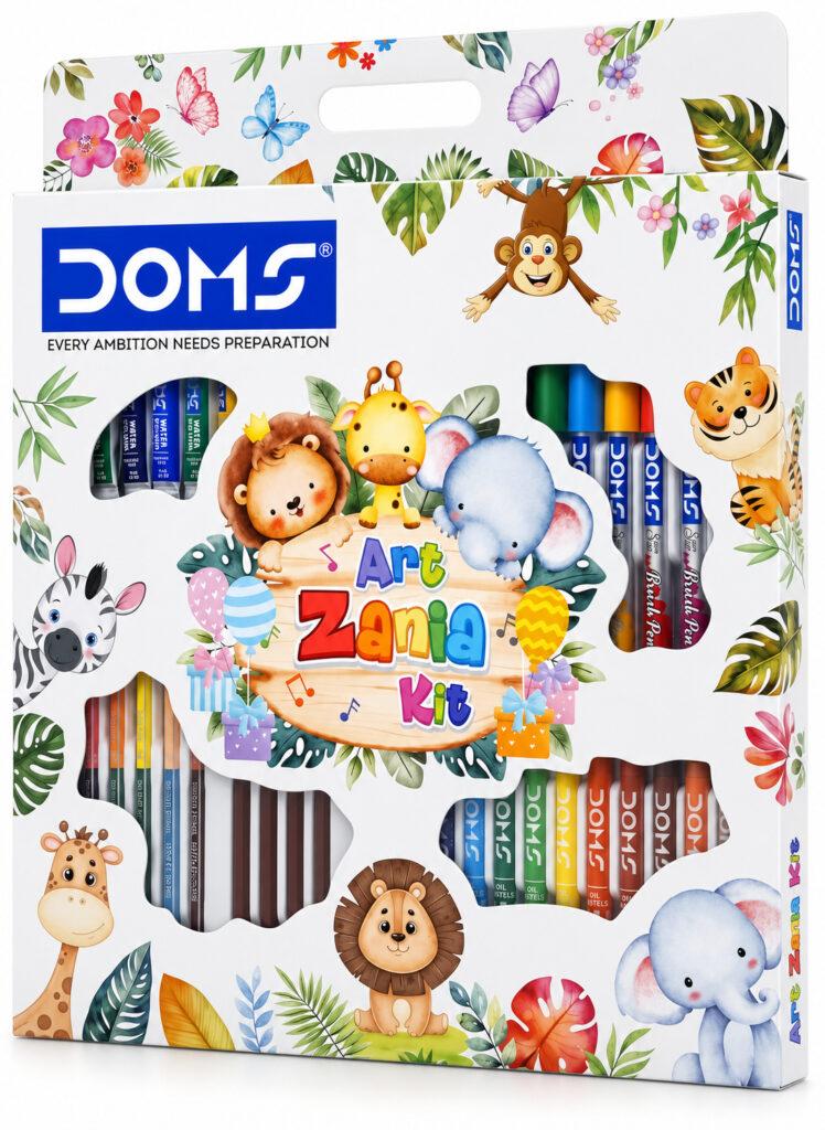 Art Zania Art Kit with Water Colour Tubes, Brush Pens, Bi-Colour Pencils, Drawing Pencils, Oil Pastels, Retractable Eraser & Brushes, 1 Set