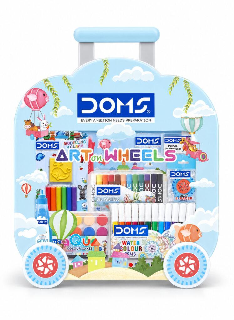 Art on Wheels Drawing & Colouring Kit with Water Colour Cakes, Oil Pastels, Water Colour Pens, Modelling Clay & Accessories, 1 Set