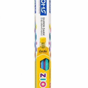 HB/2 Super Dark Graphite Pencils with Eraser Tips, 185 mm, Pack of 12 + Eraser Sharpener