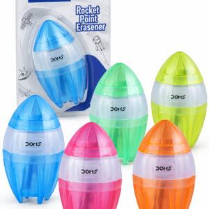 Rocket-Shaped 2-in-1 Eraser & Pencil Sharpener, Assorted Colours, 1 Piece