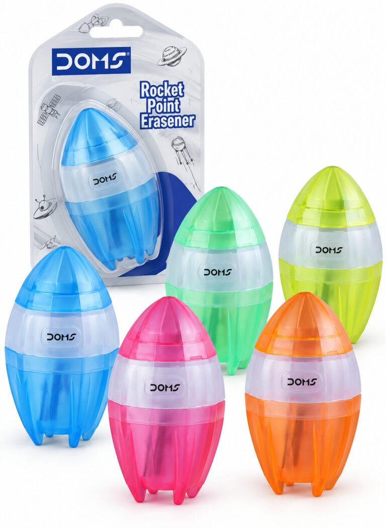 Rocket-Shaped 2-in-1 Eraser & Pencil Sharpener, Assorted Colours, 1 Piece